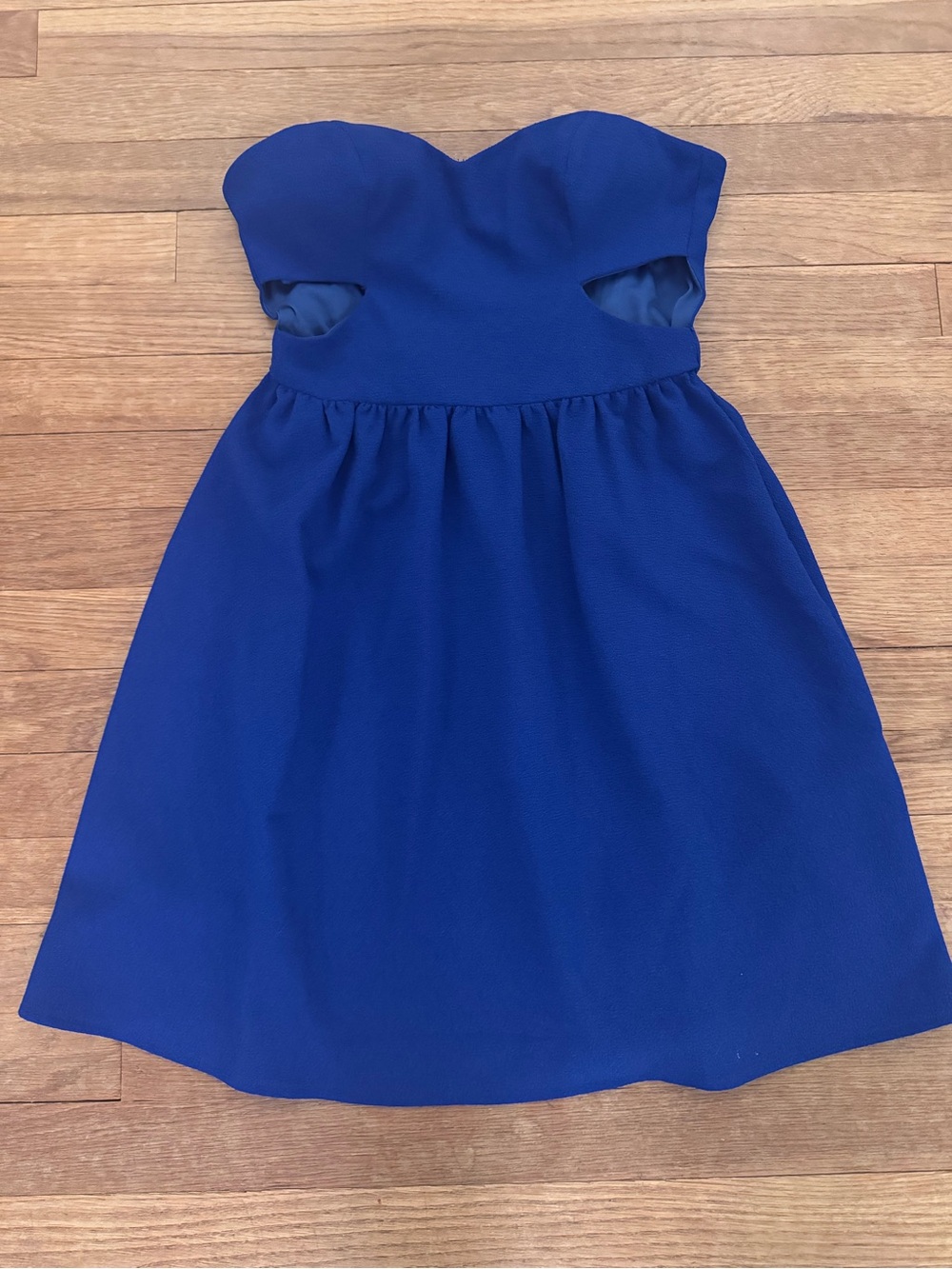 En Crème Women's Blue Strapless Cutout Mini Dress - Size Small
b10
